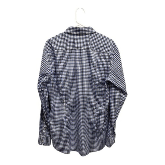 Boss Hugo Mens Shirt 42 16.5 Button Down Regular Fit White Blue Checkered Plaid - Picture 7 of 7